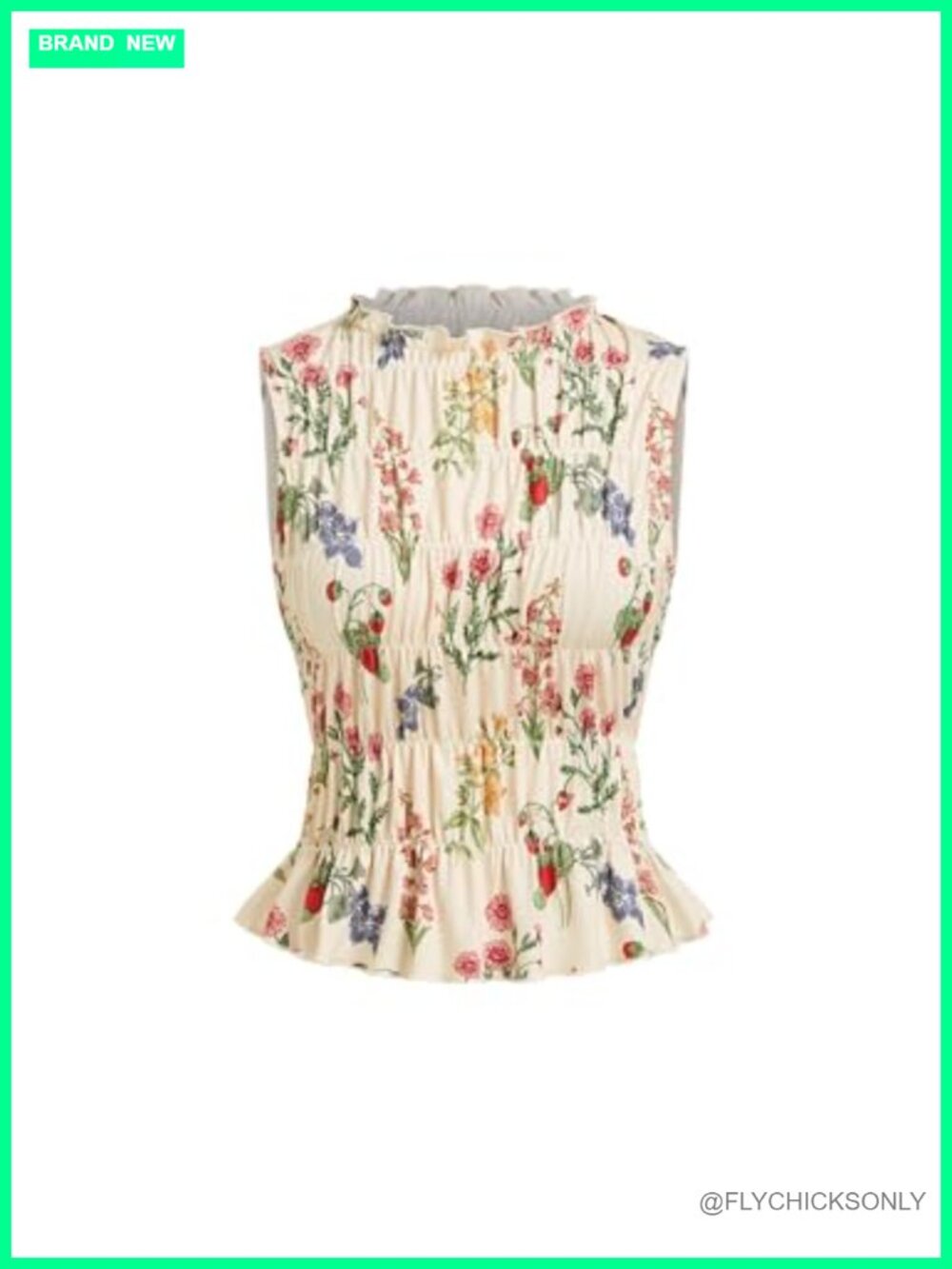 Women's Floral Crop Tank Top Ruffle Shirred Sleeveless Summer Cute